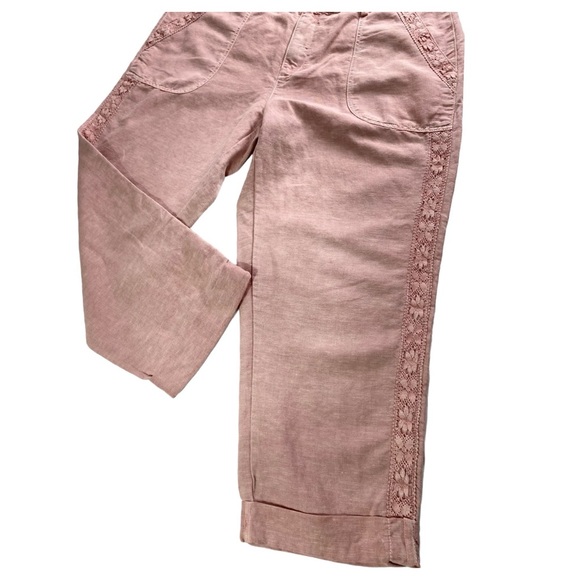 Coldwater Creek NWT Pale Mauve Lace Trim Cuffed Ankle Pant - Size 10 - Picture 15 of 16